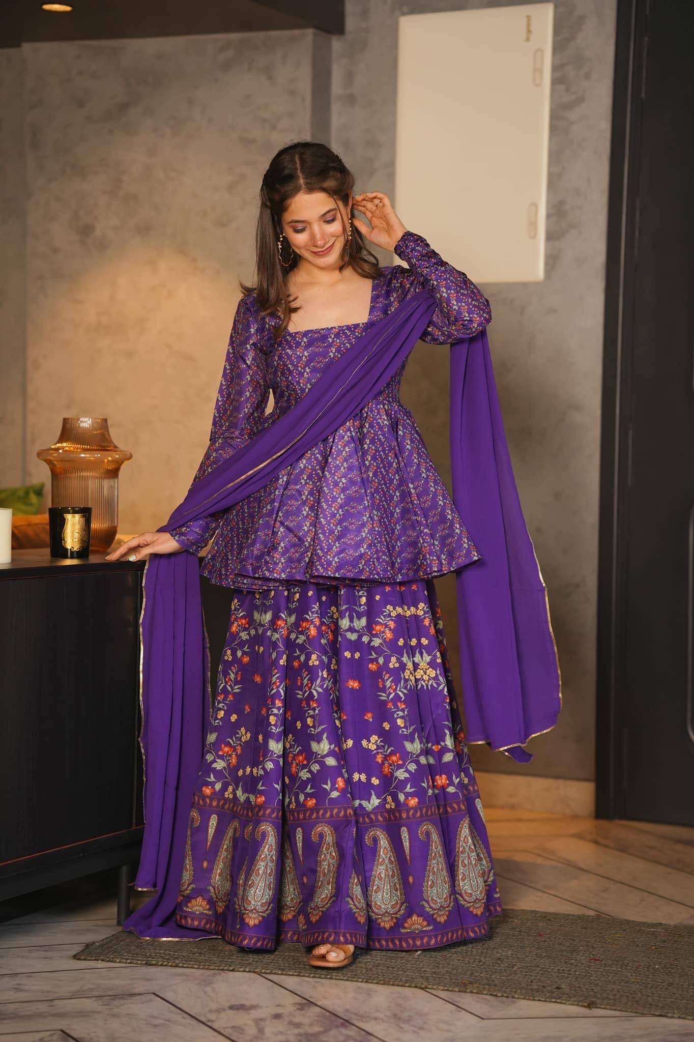 SEHAJ PURPLE KURTA PALAZZO SET