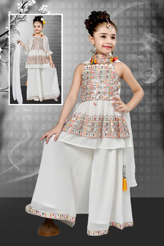 Embroidered Girls Palazzo Suit