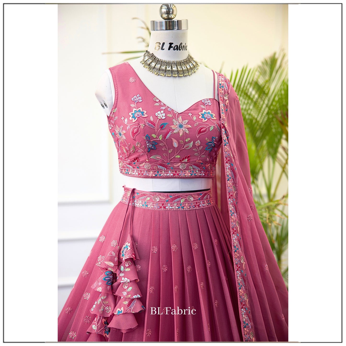 Peach color Designer Sequence Embroidery work Lehenga choli for Wedding Function