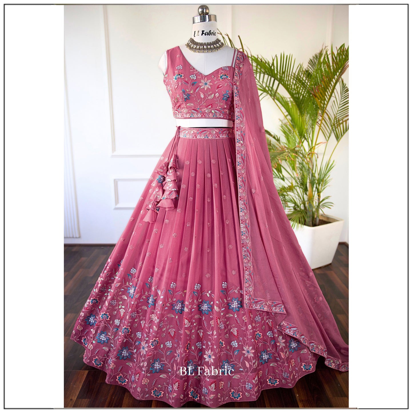 Peach color Designer Sequence Embroidery work Lehenga choli for Wedding Function