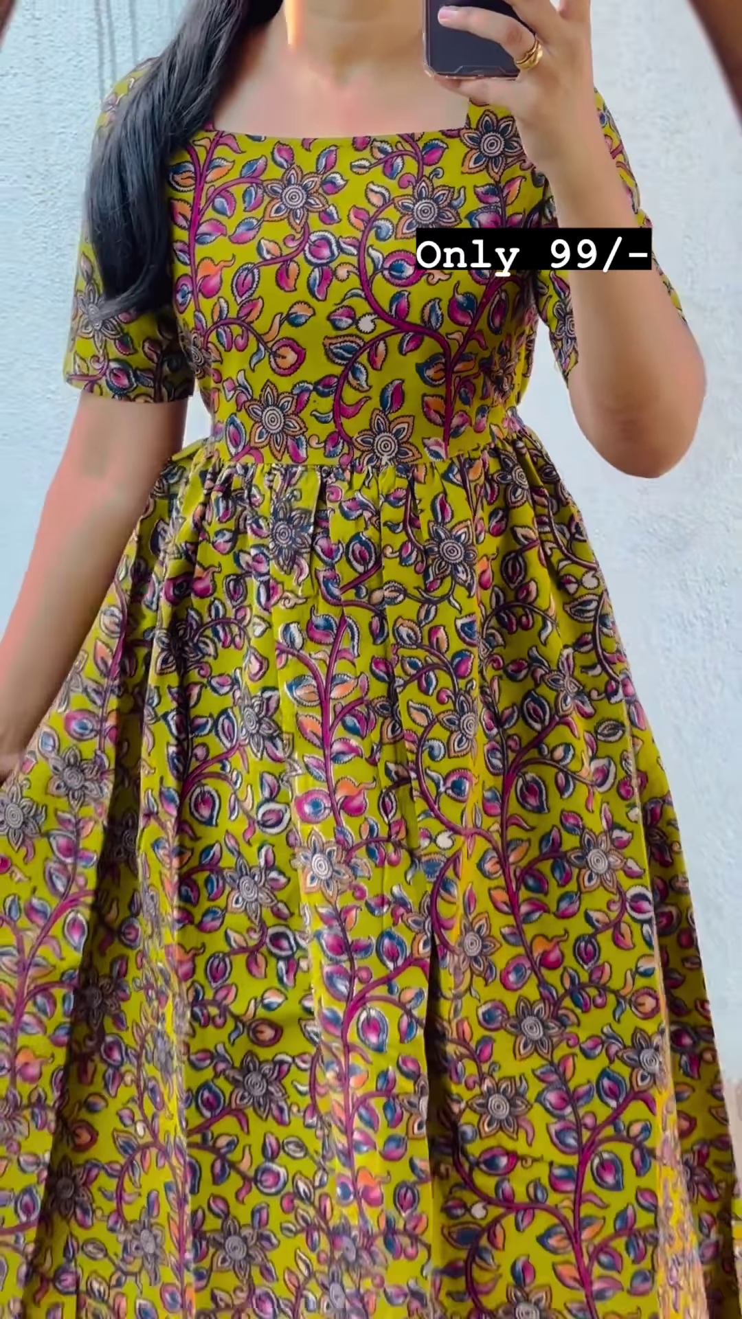 Blue Color Printed Cotton Summer Dress