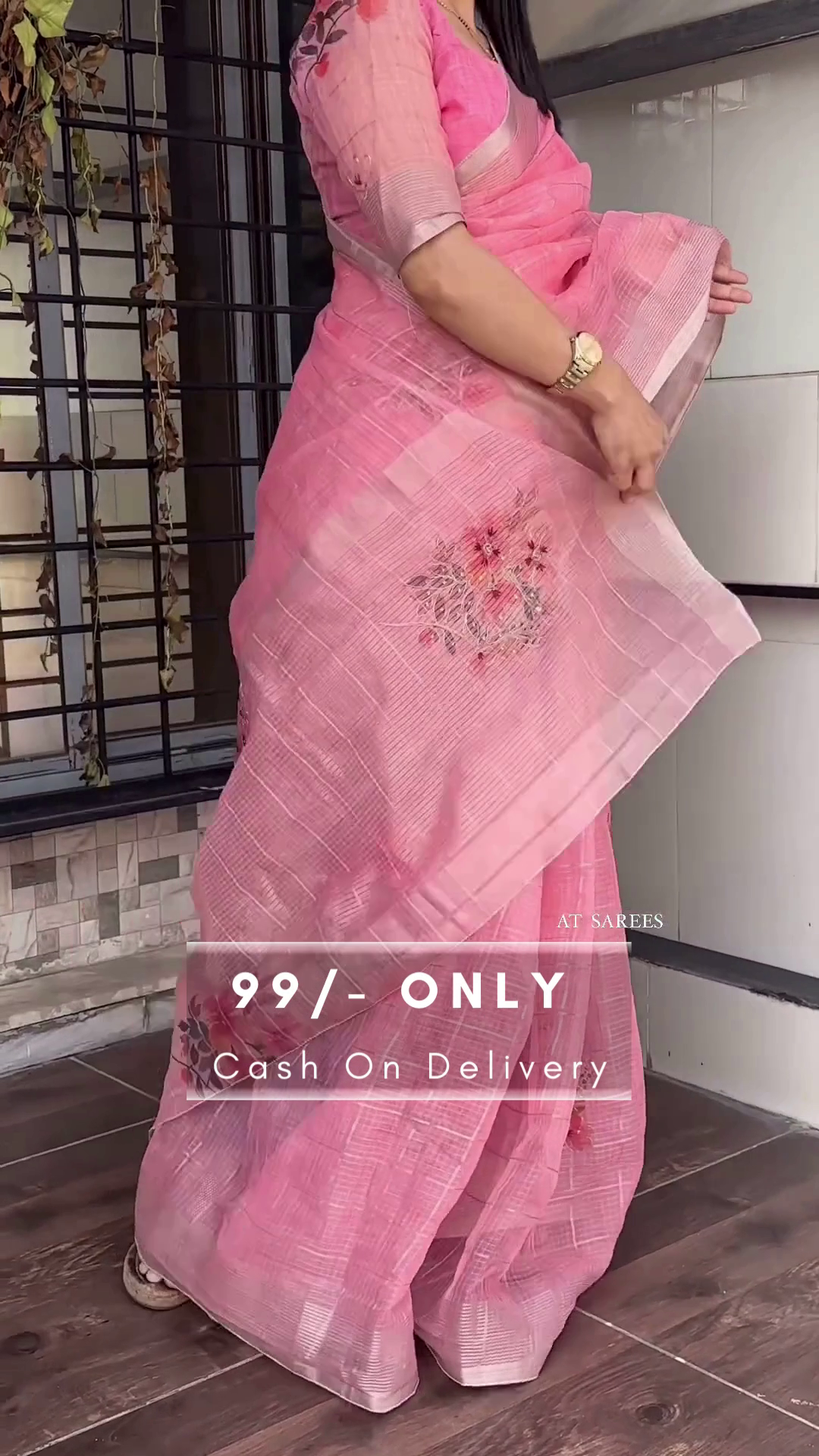 Designer Floral Print Organza Saree