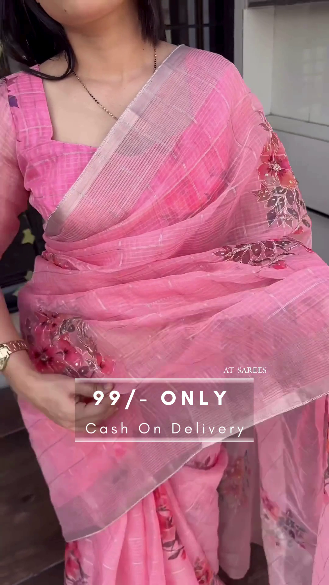 Designer Floral Print Organza Saree