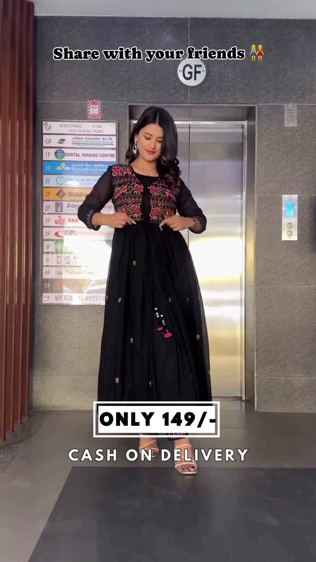 Black Ethnic Embroidered Anarkali Fit & Flare Ethnic Dress For Women