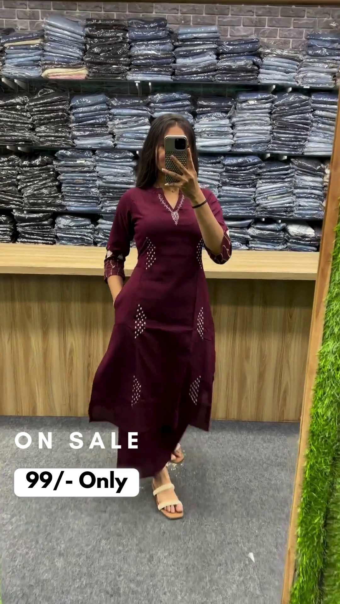 Maroon Causal Cotton Blend Straight Sweet Heart Neck Kurta With Pant For Women