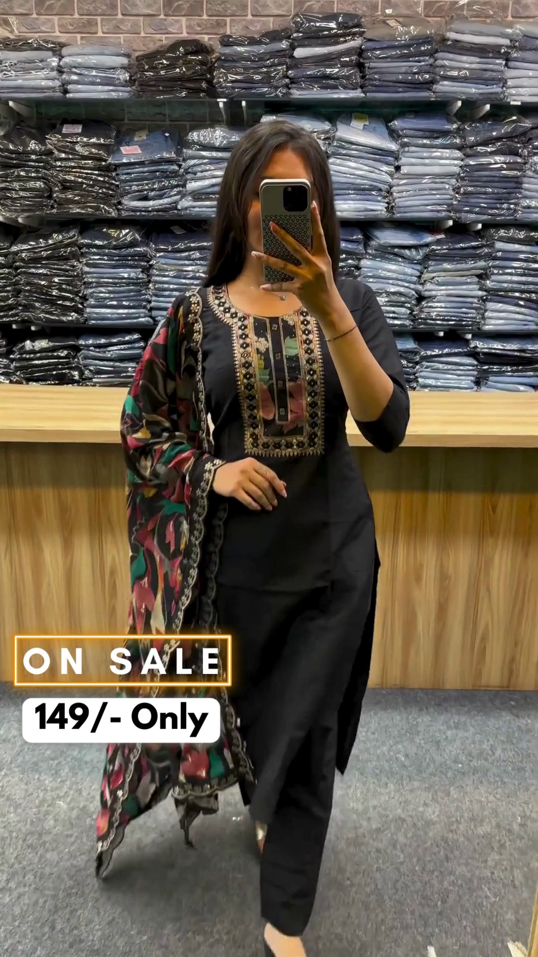 Classic Cotton Blend Straight Kurta With Pant And Dupatta For Women