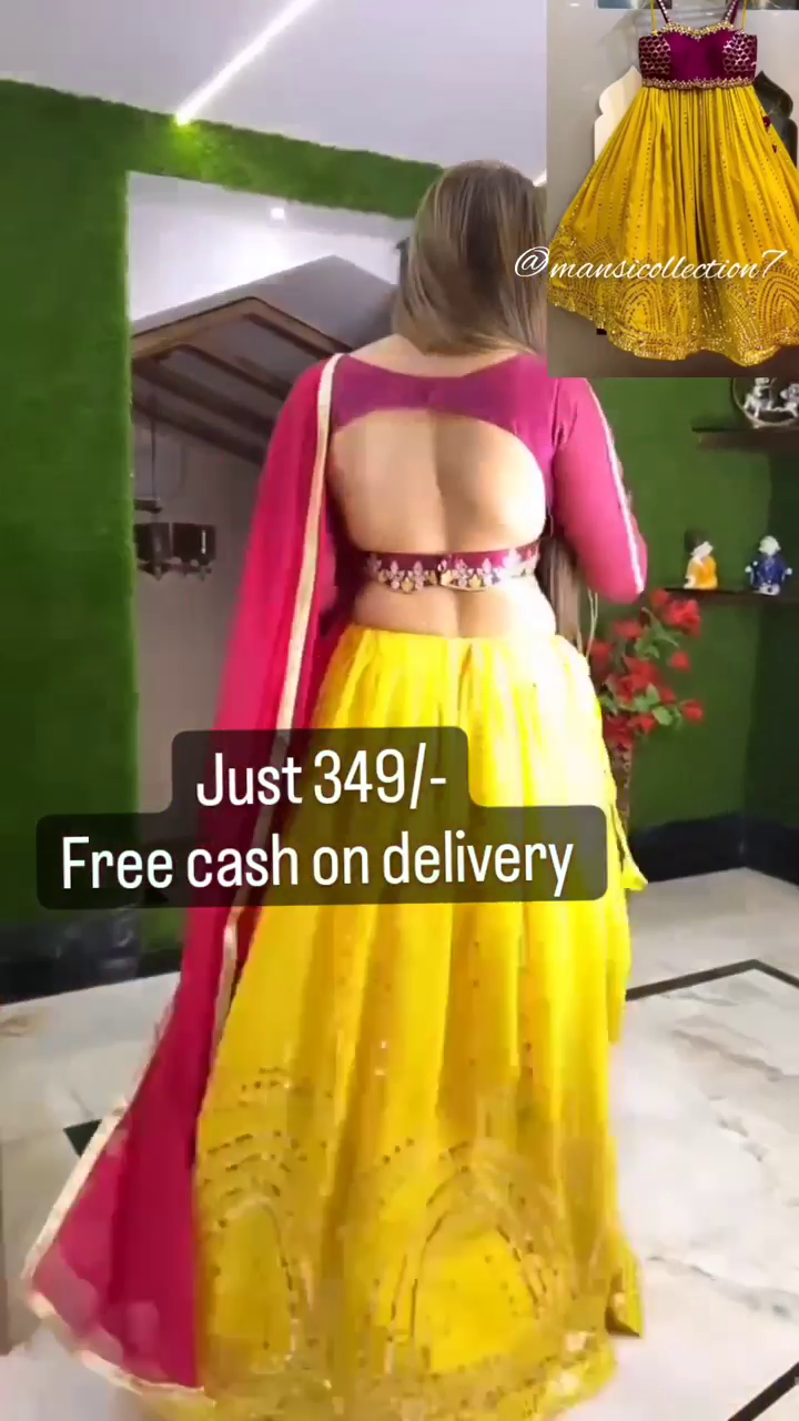 Semi Stitched Lehenga Choli (Pink, Yellow)