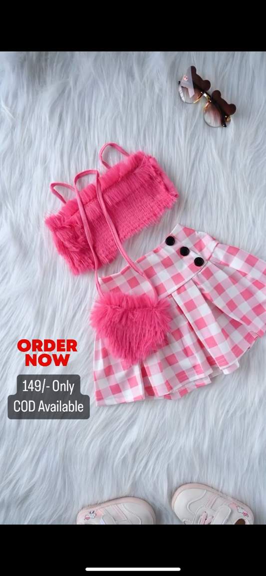 Baby Pink Color Top And Skirt For Kids On Sale